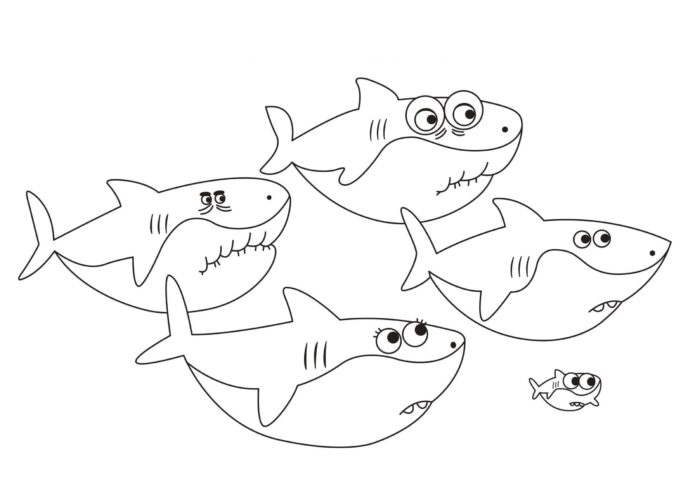 Desenhos Baby Shark para colorir Vovô e Vovó Shark Desenhos do Baby Shark: Vovô e Vovó Shark para colorir. Imagens fofas dos tubarões da família Shark.