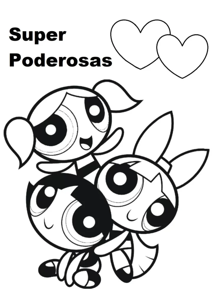 Desenhos das Meninas Super Poderosas para colorir. Unidas em PDF para imprimir.