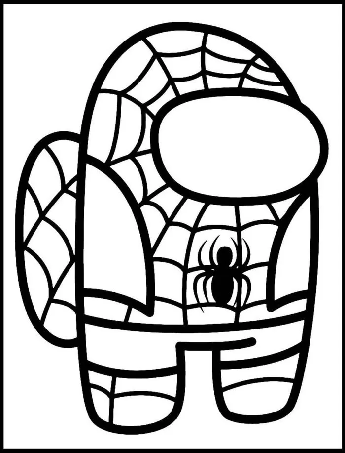 Among Us Aranha para colorir: Combine a diversão de Among Us com o Homem-Aranha!
