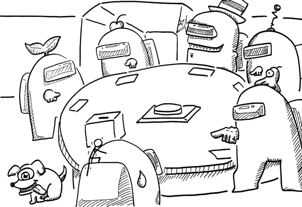 Among Us: Desenhos para Colorir da Reunião dos Tripulantes
