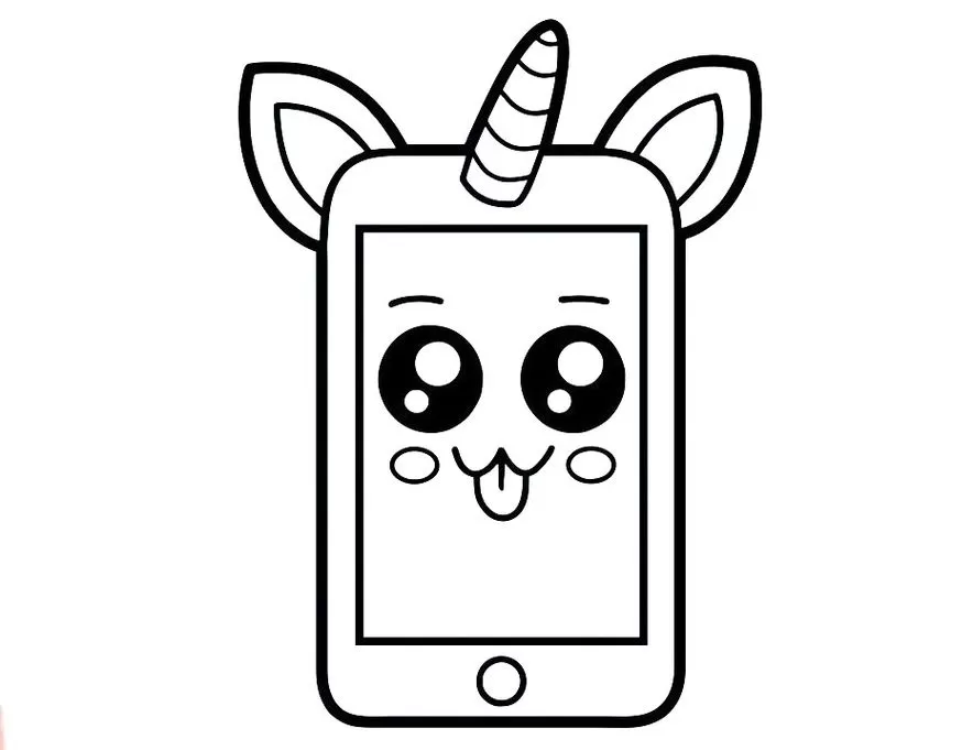 Desenhos de Celular para colorir Capinha de Celular Desenho de celular com capa de unicórnio para colorir. Imagem criativa para atividades artísticas.