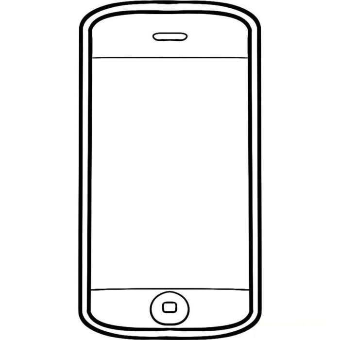 Desenho de celular Motorola para colorir: smartphone com tela e botão home.