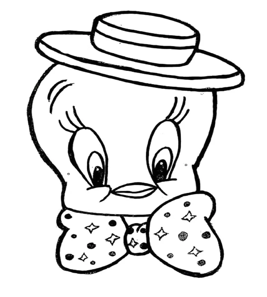 Desenhos de Piu Piu e Frajola Gravata e Chapéu Piu Piu de Chapéu e Gravata para Colorir