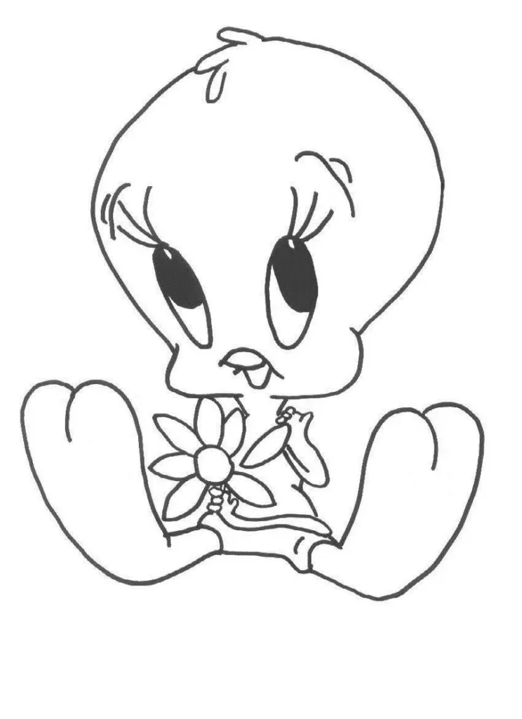 Desenhos de Piu Piu e Frajola Piu Piu e a Flor Piu Piu com flor: desenho do canário famoso dos desenhos animados.