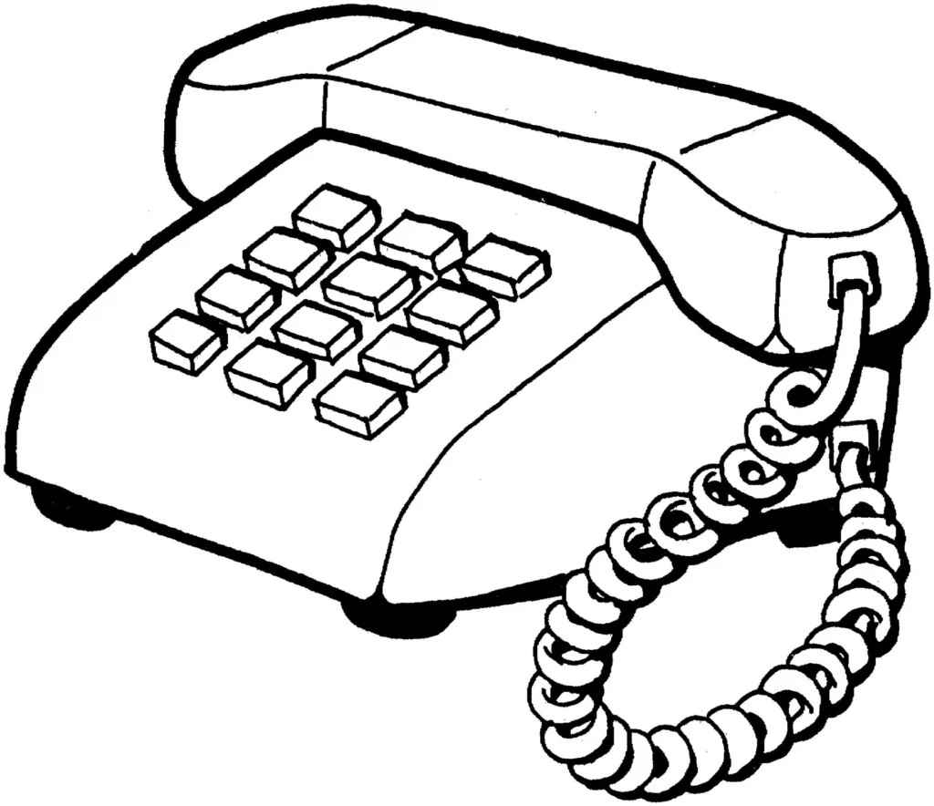 Desenhos de Telefone para colorir Com Gancho Telefone com gancho para colorir: Desenho clássico de telefone fixo