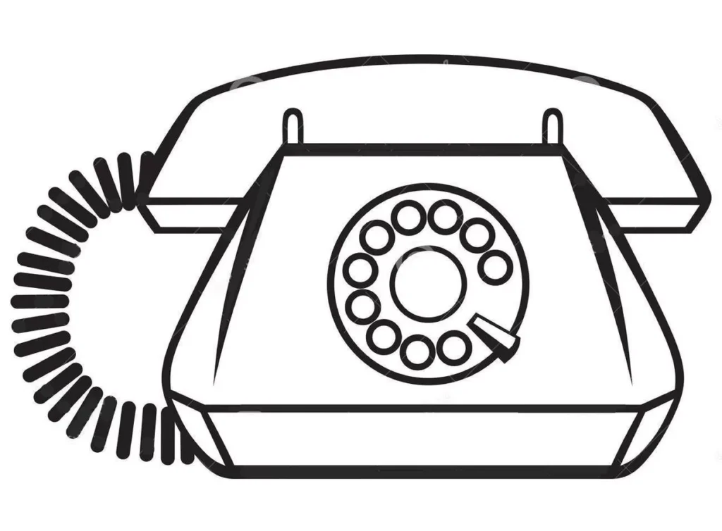 Desenhos de Telefone para colorir Telefone com Discador Giratório Desenho de telefone antigo com disco giratório para colorir. Imagem detalhada de telefone retrô.