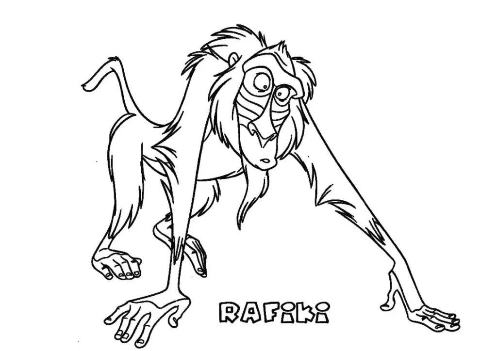 Desenho de Rafiki para colorir: Timão e Pumba