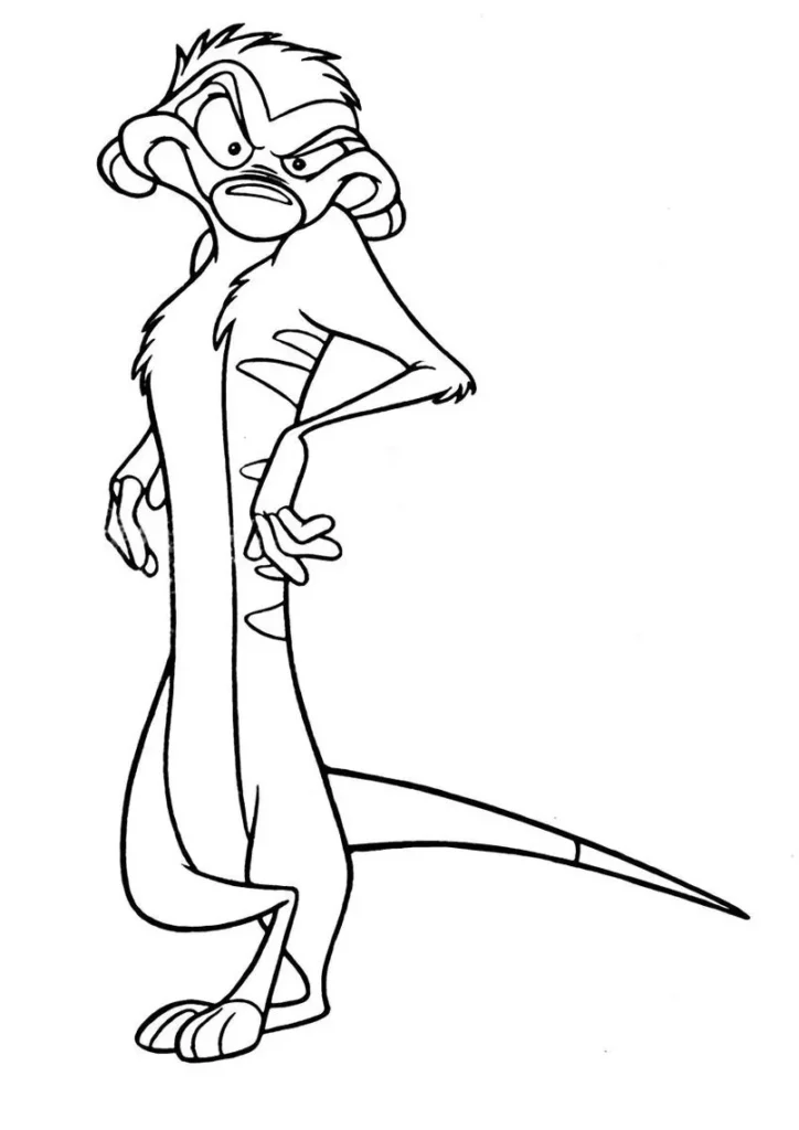 Timão para colorir: desenho do suricate de 'O Rei Leão'