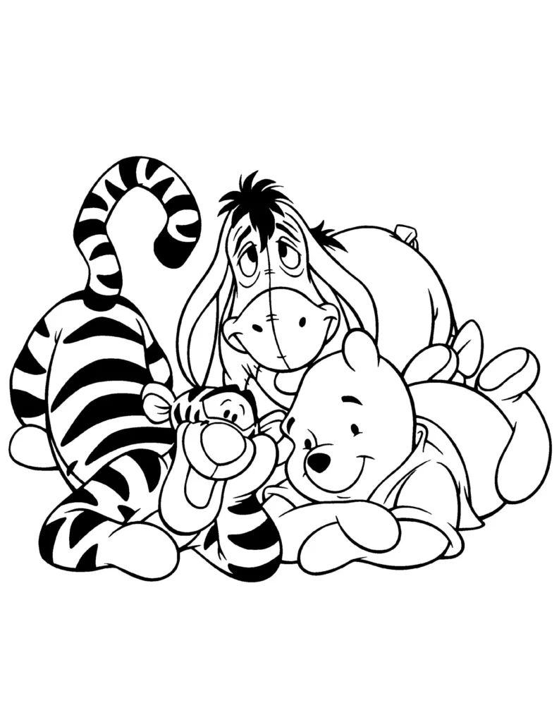 Ursinho Pooh, Tigrão e Bisonho: Desenhos para colorir e soltar a imaginação.