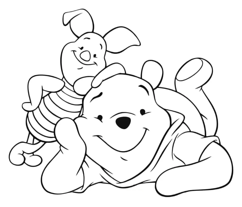Ursinho Pooh e Leitão para colorir: desenho divertido dos amigos