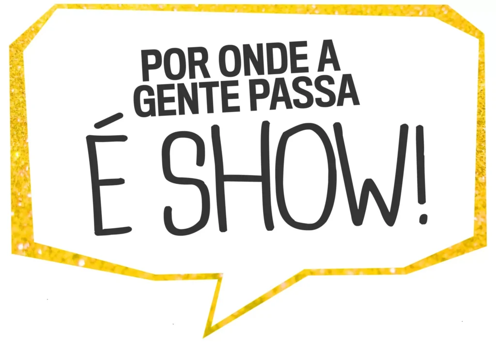 Plaquinha Divertida É Show para Imprimir com Borda Dourada Glitter