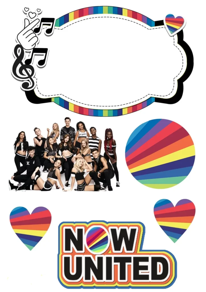 Topo de Bolo Now United Personalizado para Festa de Adolescente