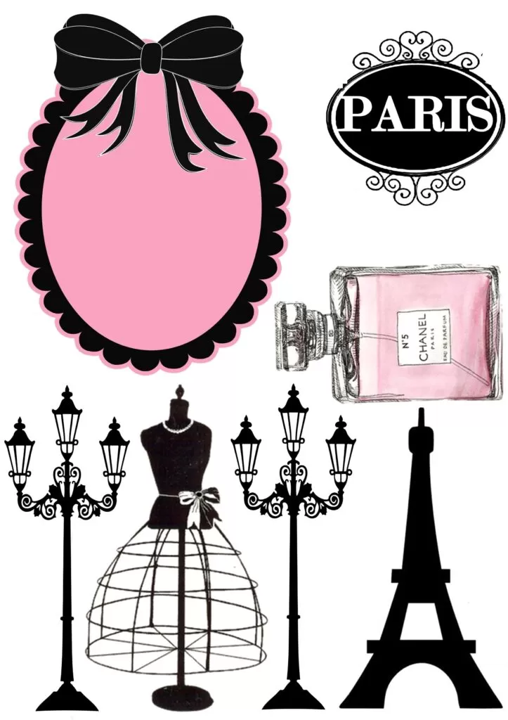Topo de Bolo Adolescente Menina. Paris torre em PDF para imprimir.