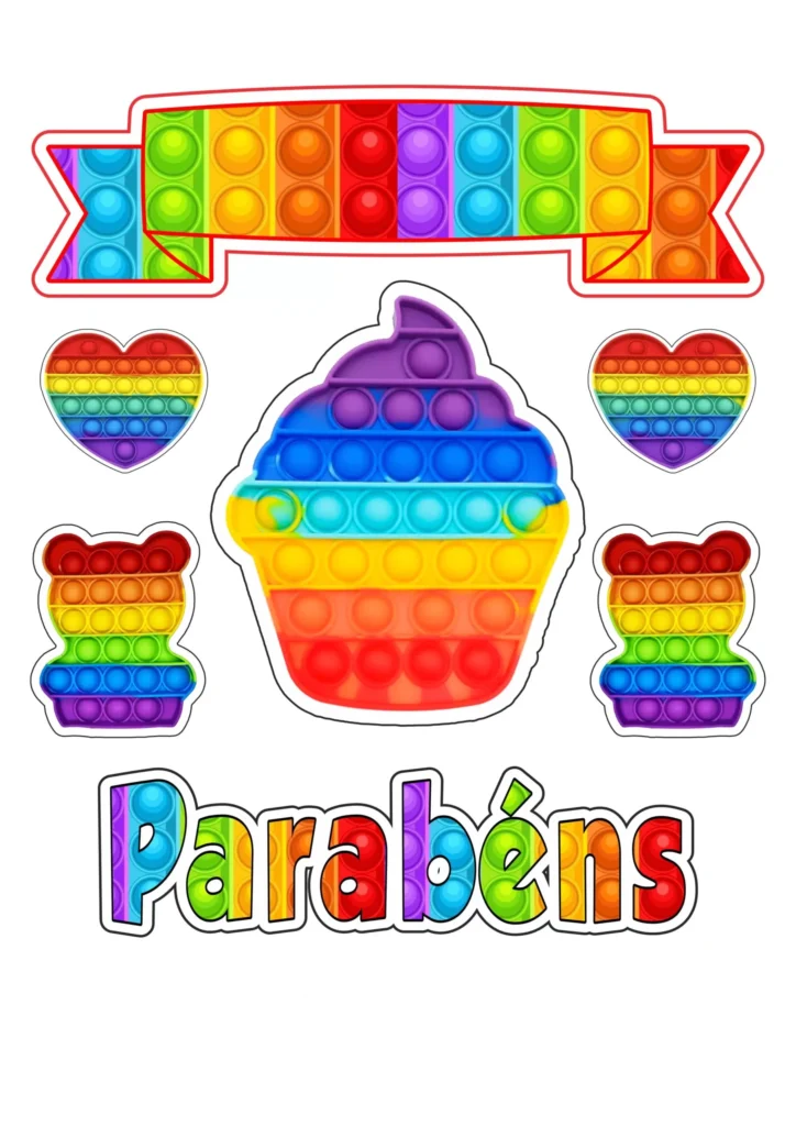 Topo de Bolo Pop It para Festa de Aniversário de Menino
