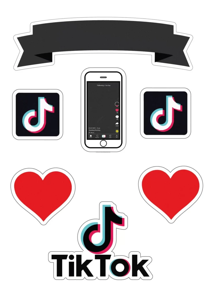 Topo de Bolo TikTok Celular para Festa de Aniversário