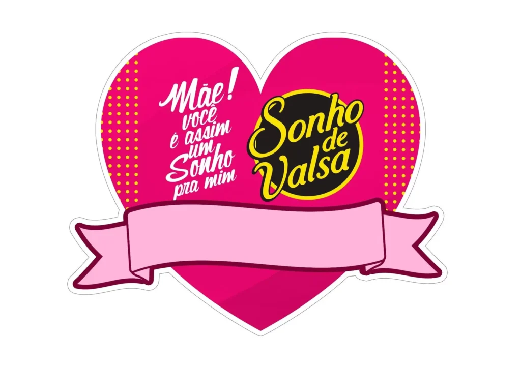 Topo de Bolo Dia das Mães Sonho de Valsa Topo de Bolo Dia das Mães Sonho de Valsa Coração Rosa. Mensagem 'Mãe! você é assim um Sonho pra mim'.