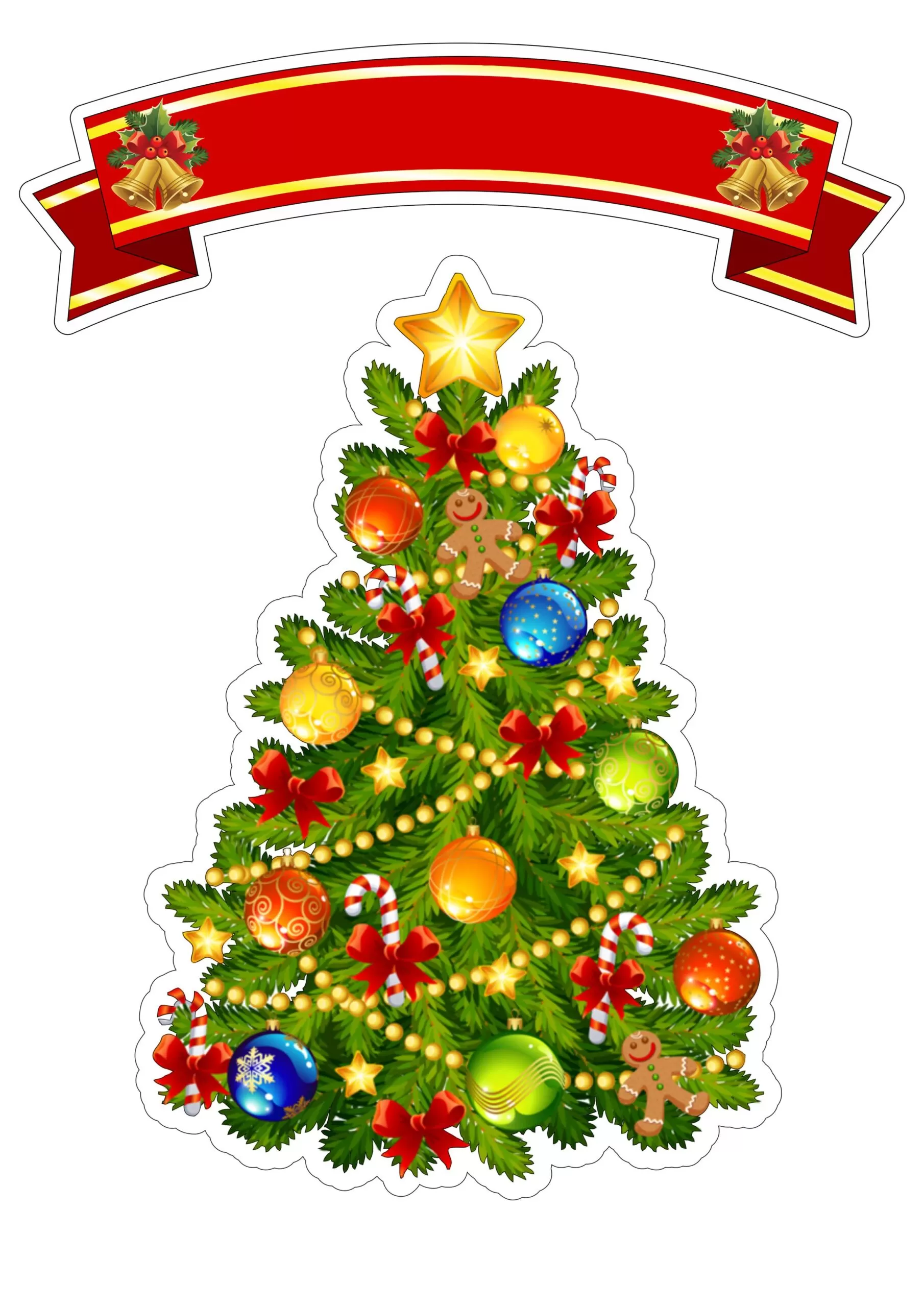 Topo de Bolo Feliz Natal Árvore de Natal
