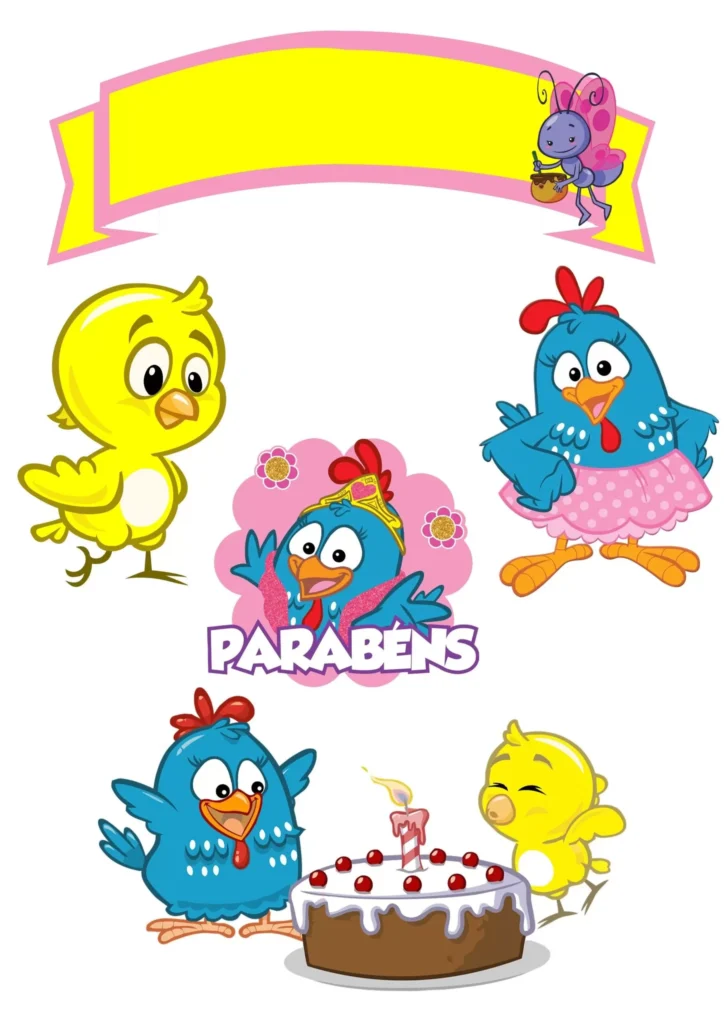Topo de Bolo Galinha Pintadinha para Aniversário de Menina