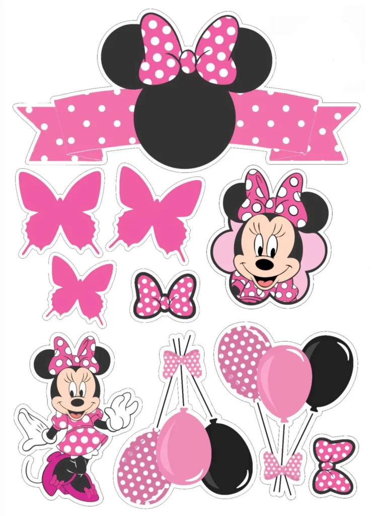 Topo de Bolo Minie Rosa para Festa de Aniversário