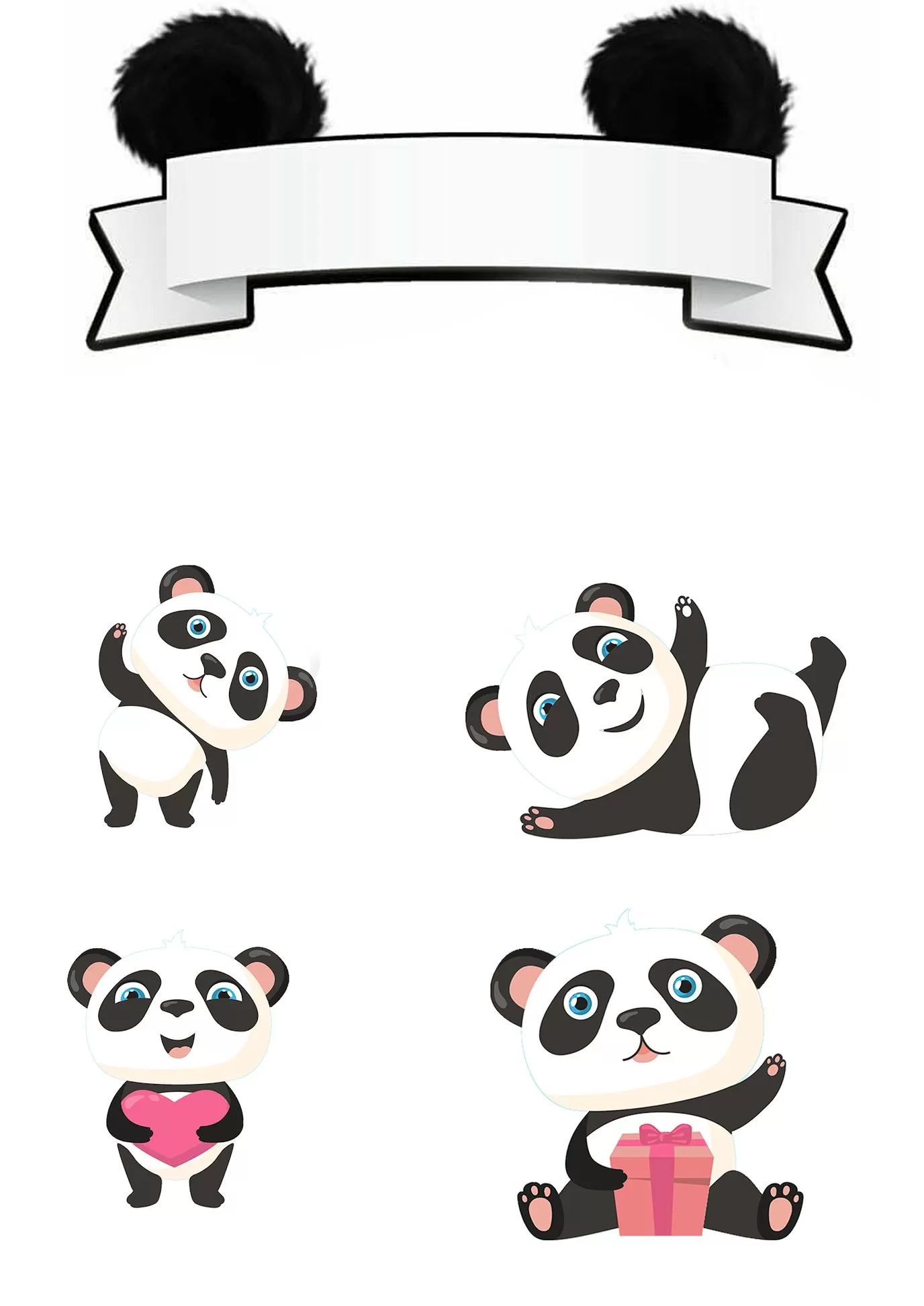 Topo de Bolo Infantil Menina Panda