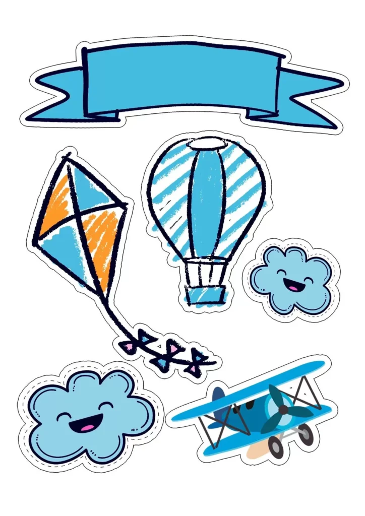 Topo de Bolo Menino Avião e Nuvem: Decoração Festiva para Aniversário