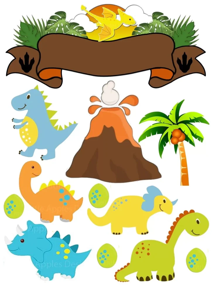 Topo de Bolo Dinossauro para Festa de Aniversário de Menino