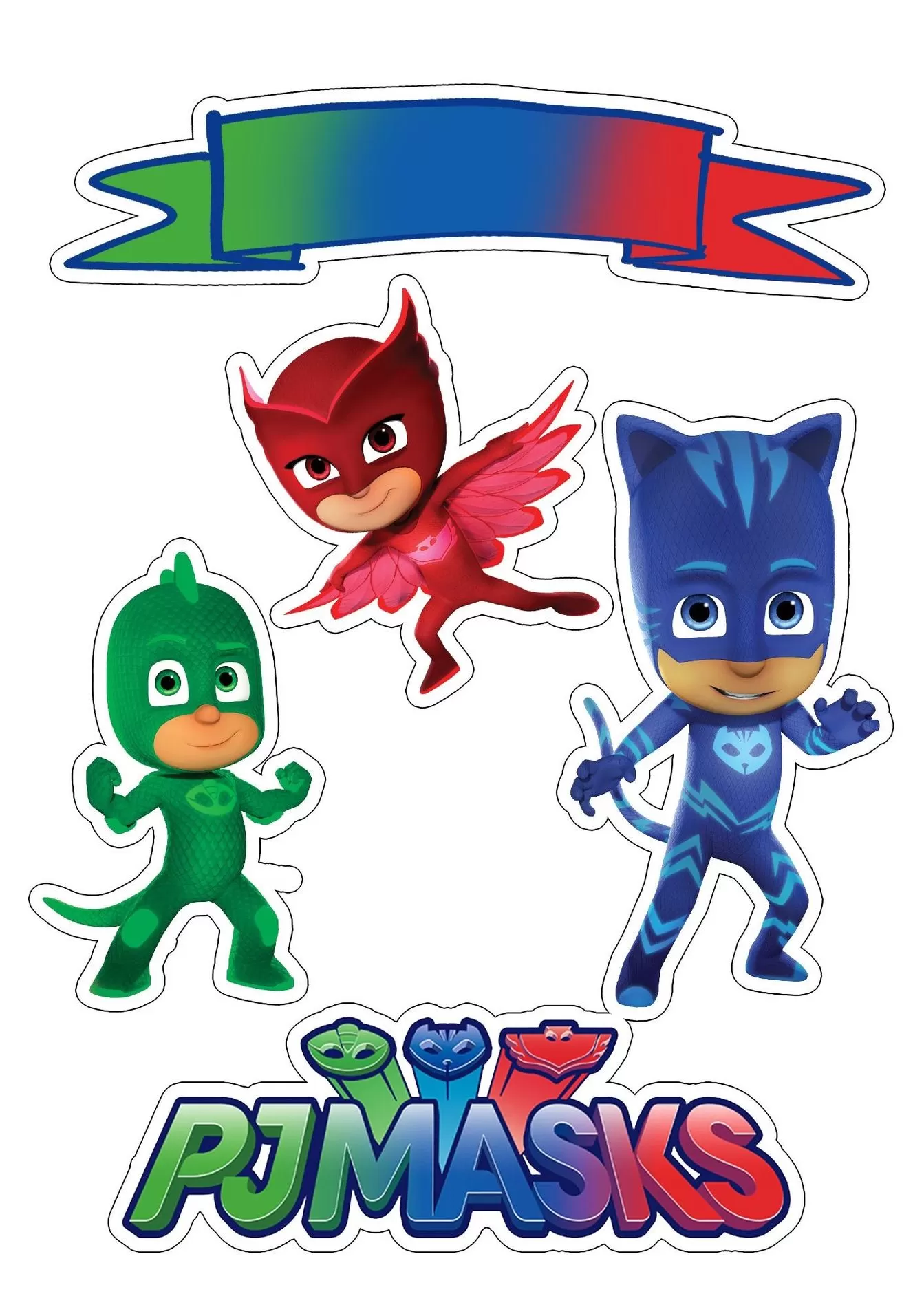 Topo de Bolo Infantil Menino Pj Masks