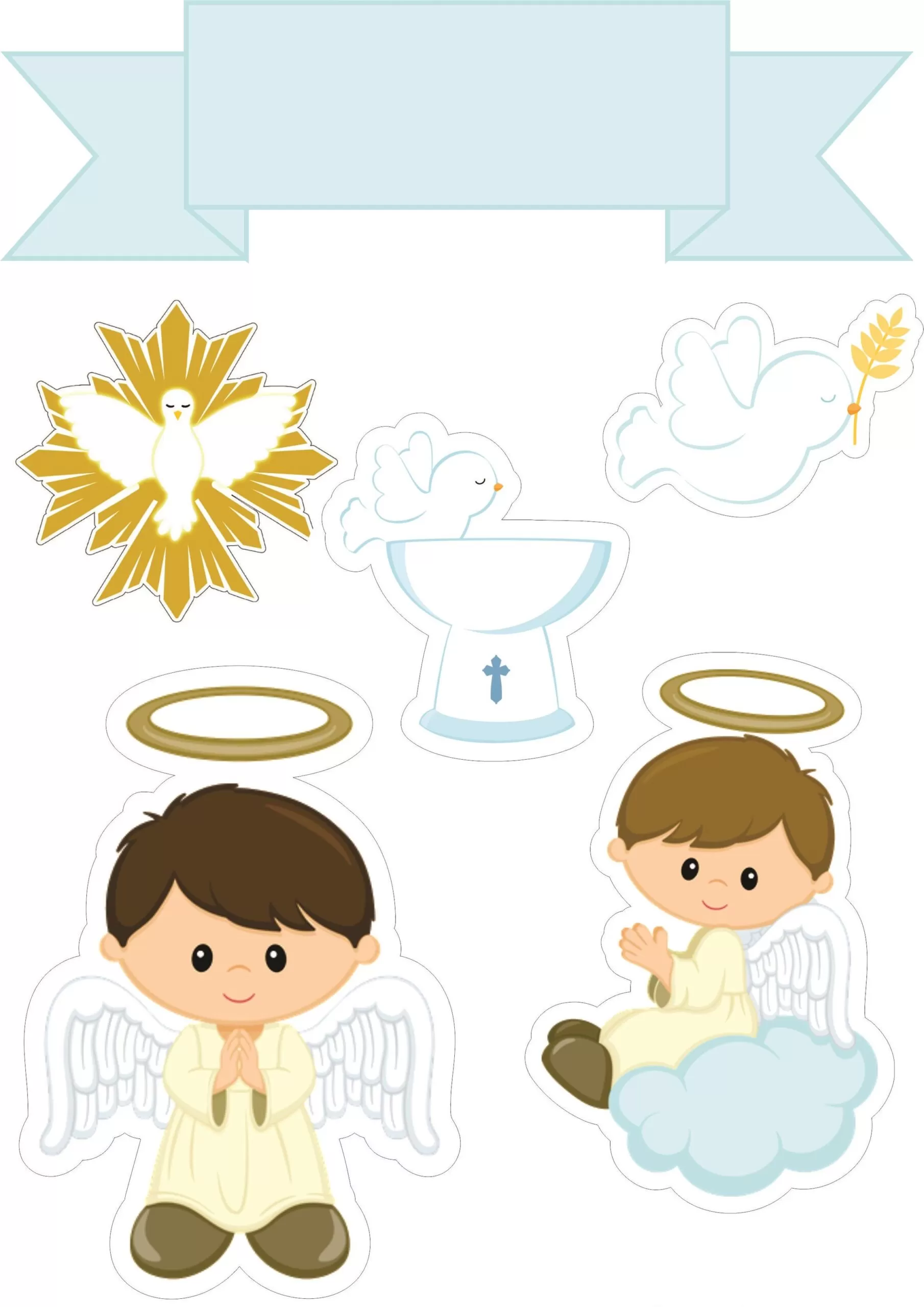 Topo de Bolo para Batizado Dois Anjos
