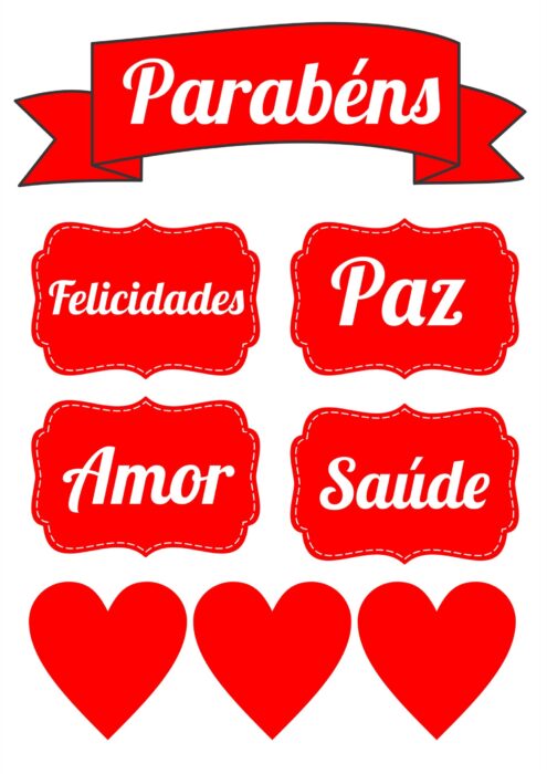 Topo de Bolo Parabéns Vermelho para Imprimir: Celebração com Estilo