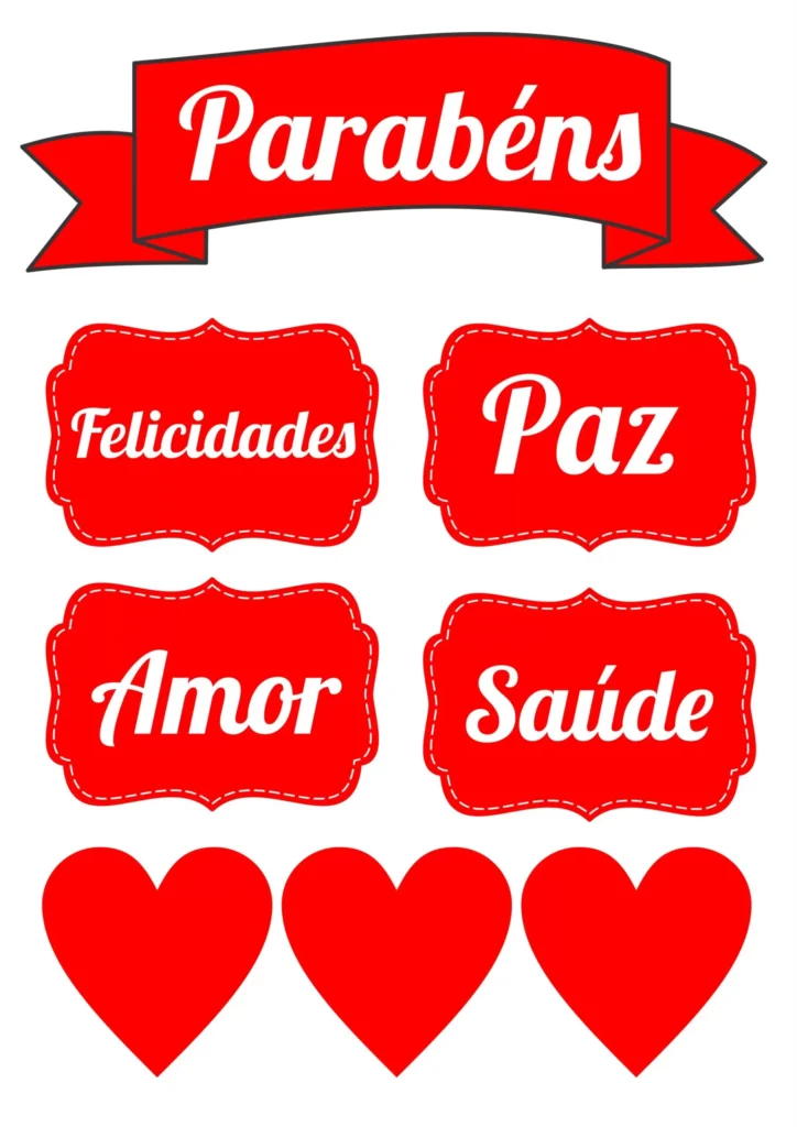 Topo de Bolo Parabéns Vermelho para Imprimir: Celebração com Estilo