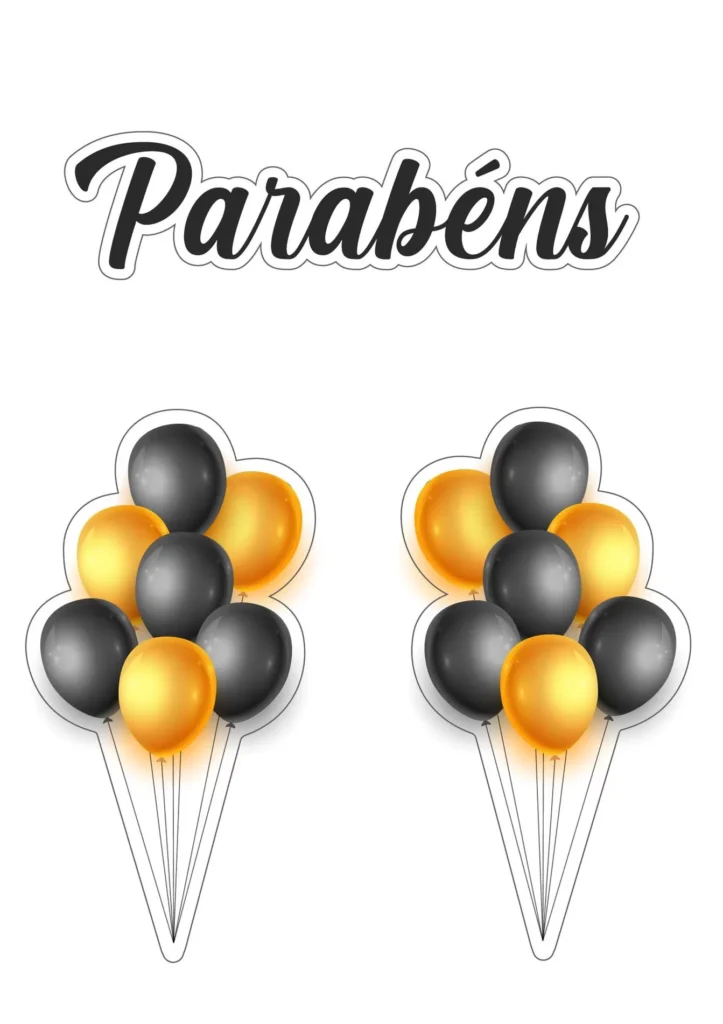 Topo de Bolo Parabéns Elegante para Festa