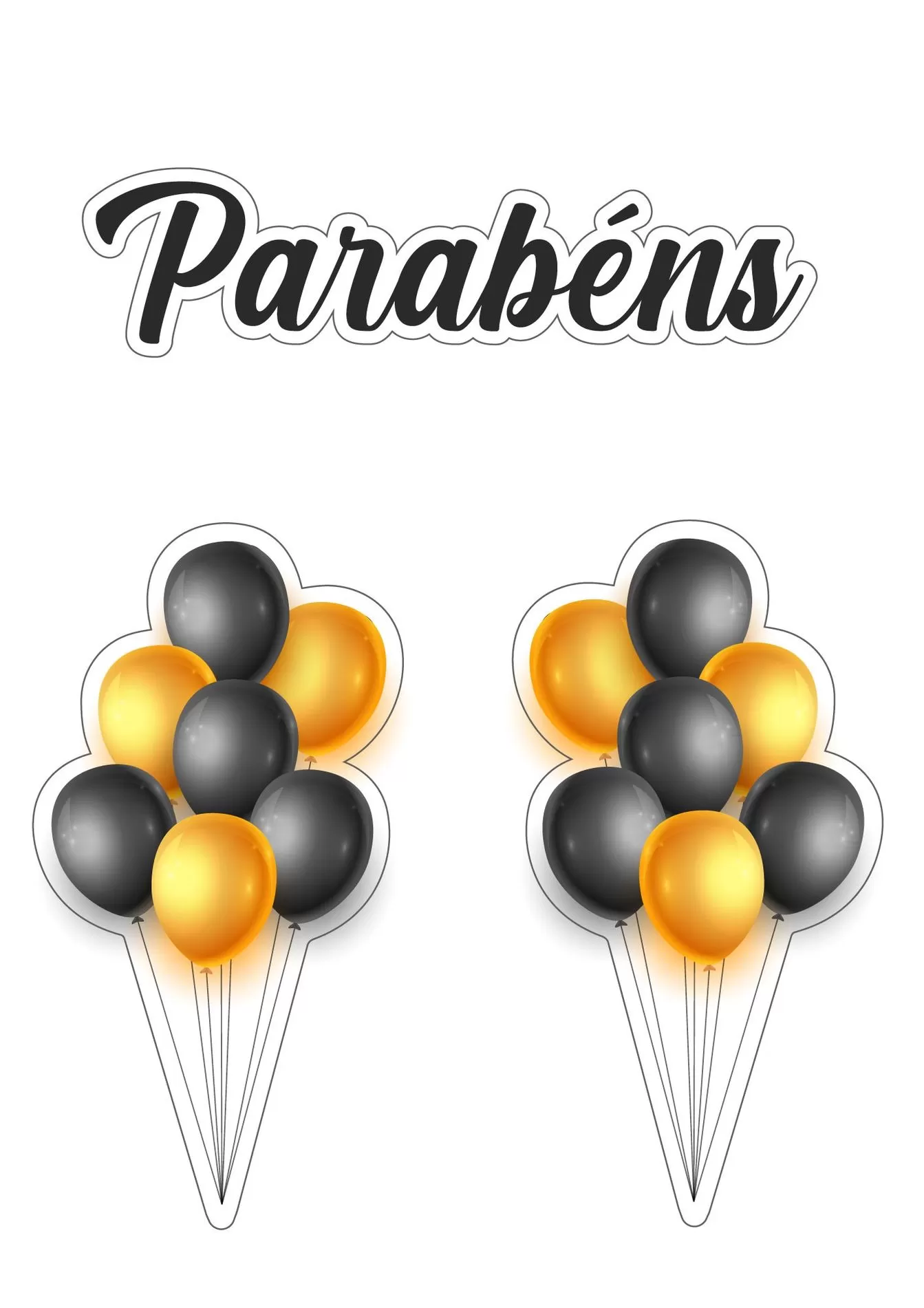 Topo de Bolo Parabéns Elegante para Festa