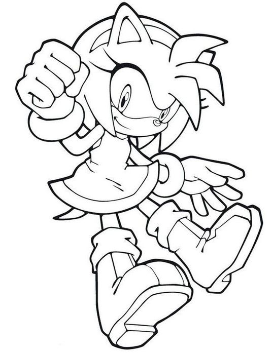 Desenhos de Amy Rose Sonic para colorir De Botas Amy Rose Sonic de Botas para colorir: Desenho da personagem em pose dinâmica.