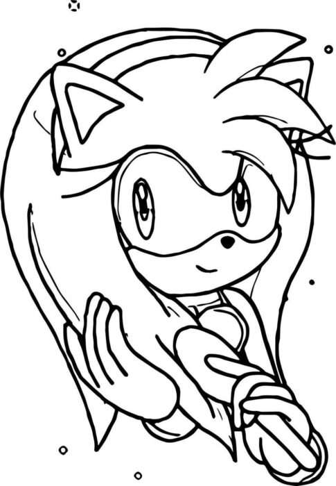 Desenhos de Amy Rose Sonic para colorir Penteando os Cabelos Amy Rose Sonic penteando o cabelo: desenho para colorir.