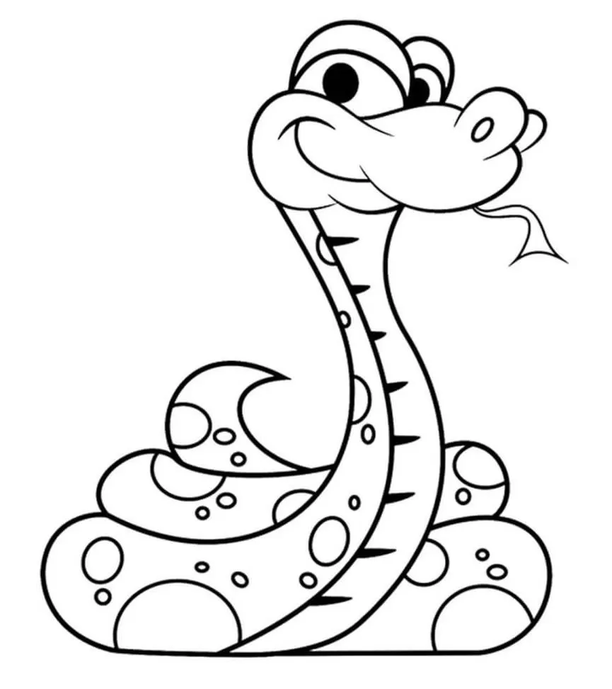 Desenhos de Cobras para colorir Desconfiada Cobra Sorridente para Colorir: Desenho Detalhado com Padrões