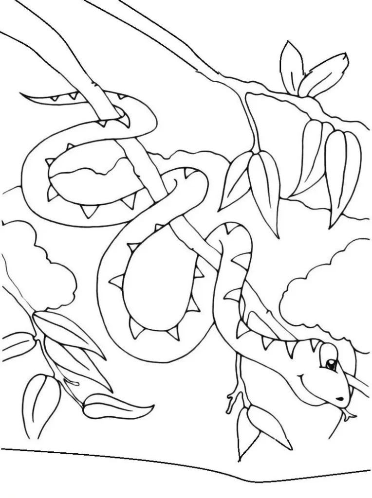 Desenhos de Cobras para colorir Nos Galhos Cobra em galhos para colorir: Desenho detalhado da fauna