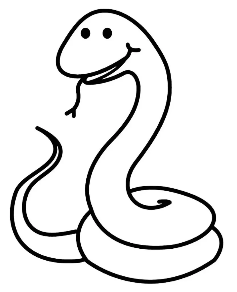 Desenhos de Cobras para colorir Simpática Cobra Amistosa para Colorir: Desenho Simples e Divertido