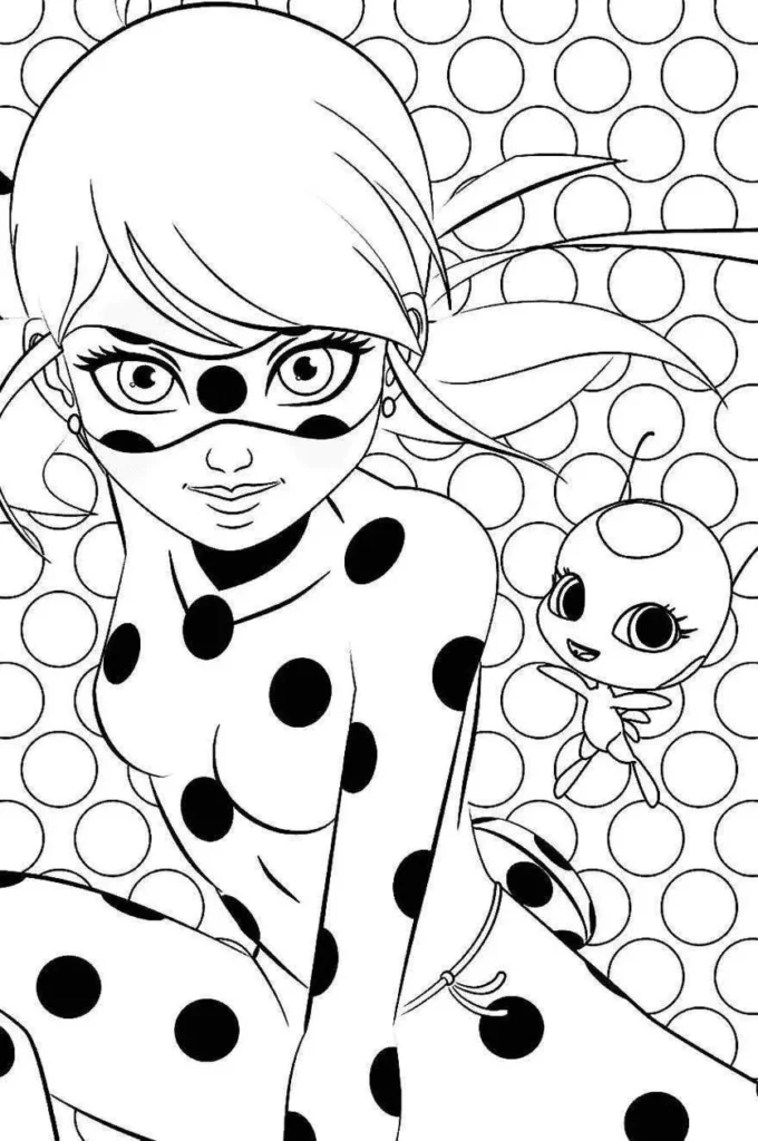Ladybug e Tikki: Desenho para colorir da heroína Miraculous