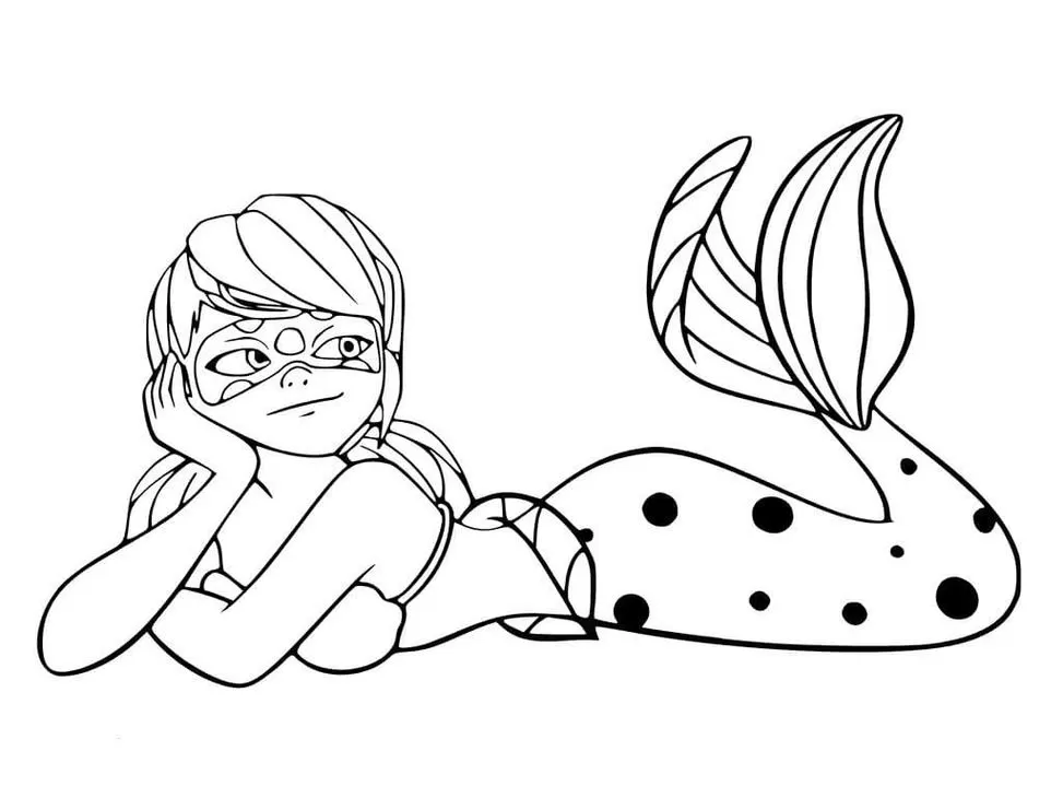 Desenhos de Ladybug para colorir em PDF. Sereia Miraculous.