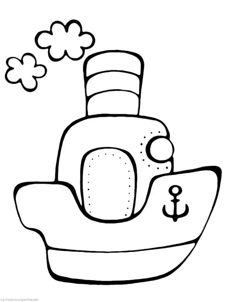 Desenhos de Navios para colorir Marinheiro Navio Marinheiro para Colorir: Desenho Detalhado de Barco a Vapor