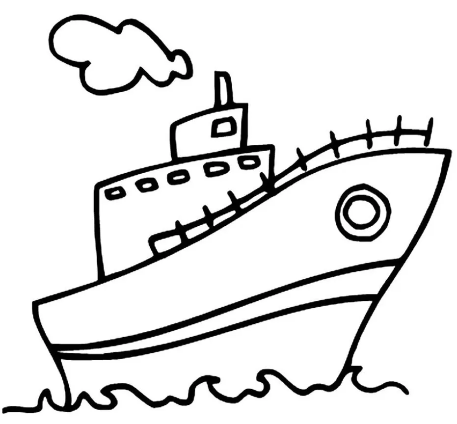 Desenhos de Navios para colorir Simples Navio Simples para Colorir: Desenho Detalhado Navegando