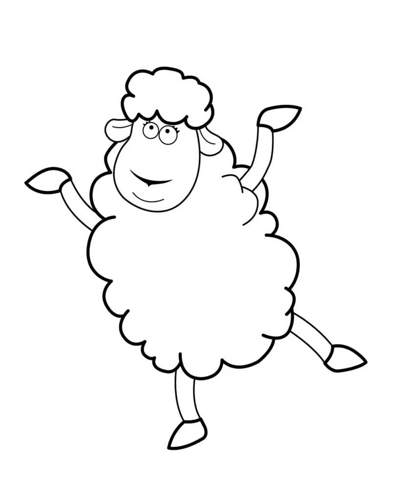 Desenhos de Ovelhas para colorir Brincalhona Ovelha divertida para colorir: Desenho amigável e fofo