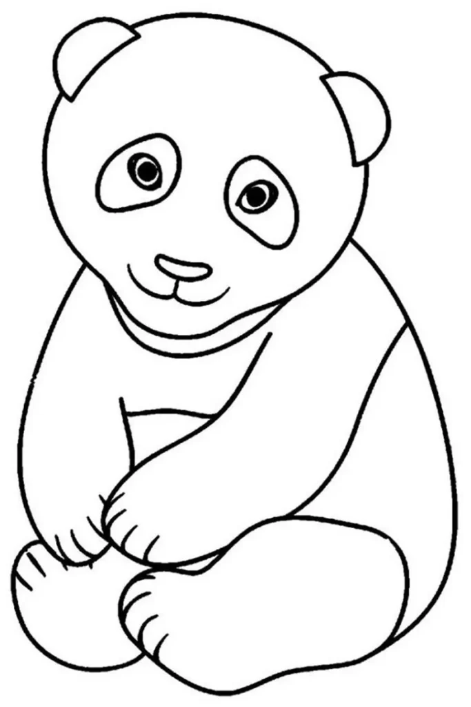 Panda fofo para colorir: desenho grande e divertido para crianças.