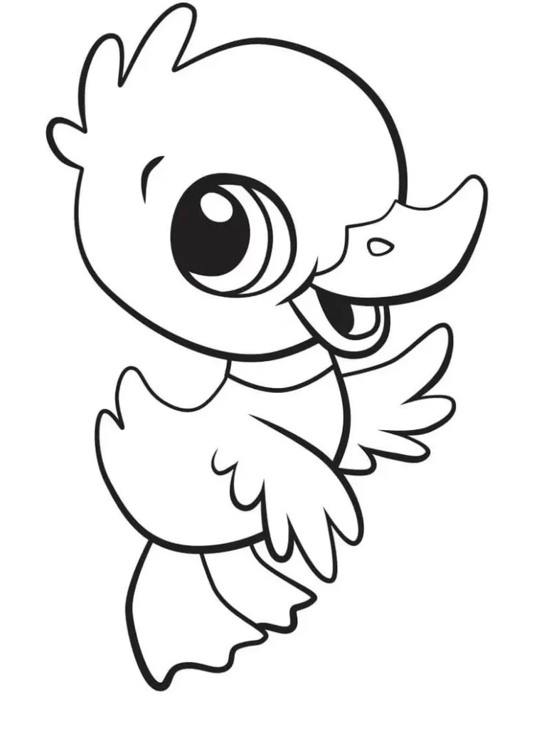 Desenhos de Patos para colorir Bebê Pato Bebê para colorir: Desenho adorável de filhote para atividades criativas.