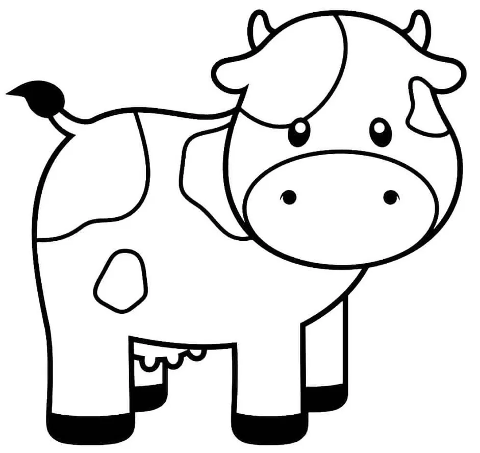 Vaca para colorir: desenho divertido de vaquinha com manchas