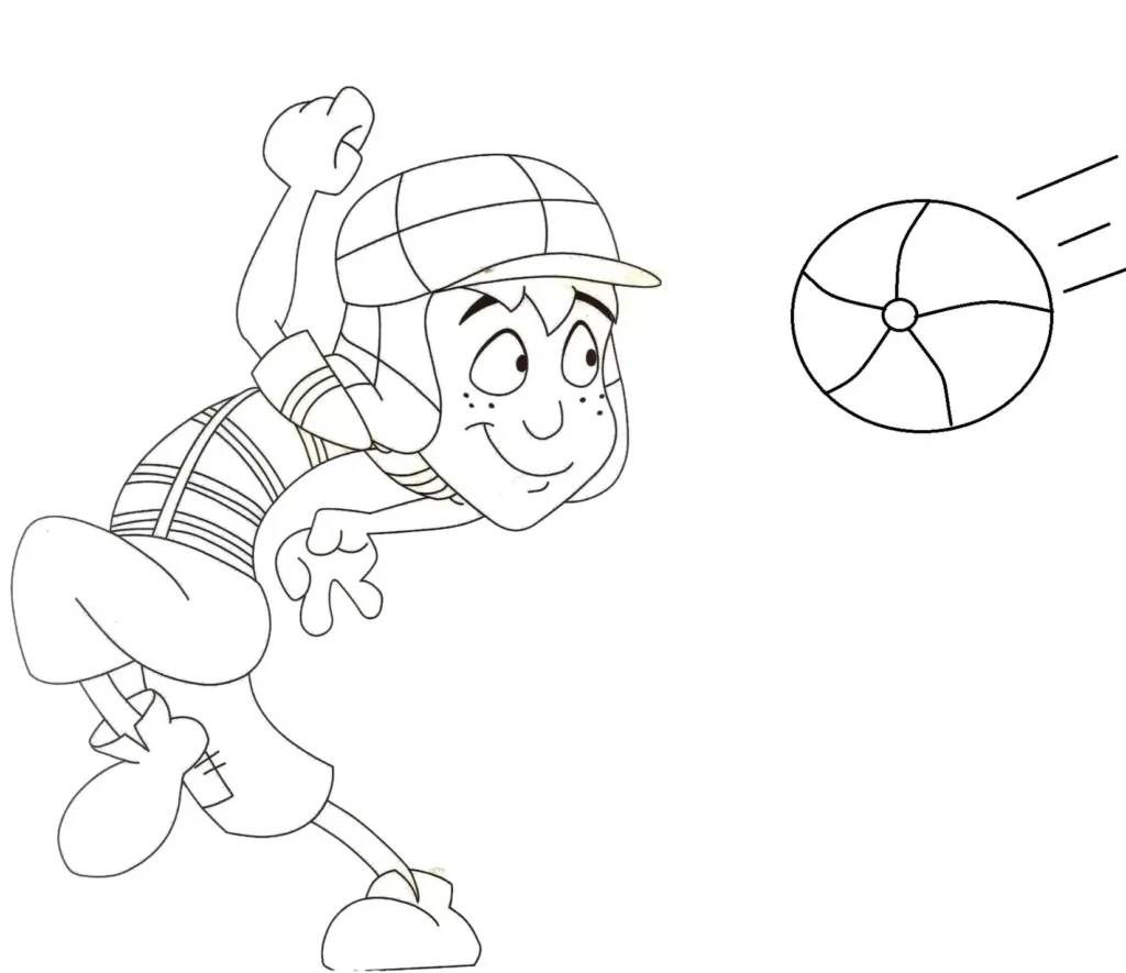Chaves correndo atrás da bola: desenho para colorir.