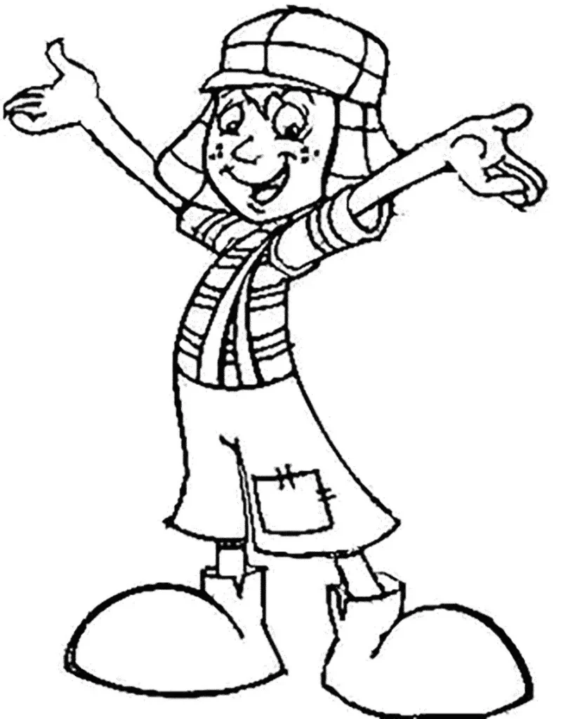 Chaves para colorir: desenho do Chaves sorrindo de braços abertos