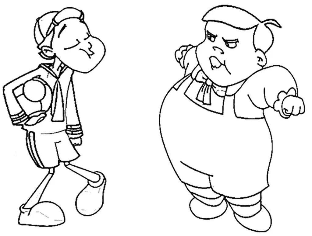 Desenhos para colorir do Chaves: Kiko com bola e Nhonho carrancudo