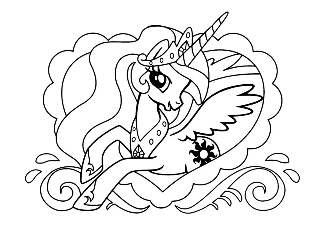 Desenhos do Meu Pequeno Pônei para colorir Coração Desenho de Pônei Coração para Colorir: Celestia de Meu Pequeno Pônei