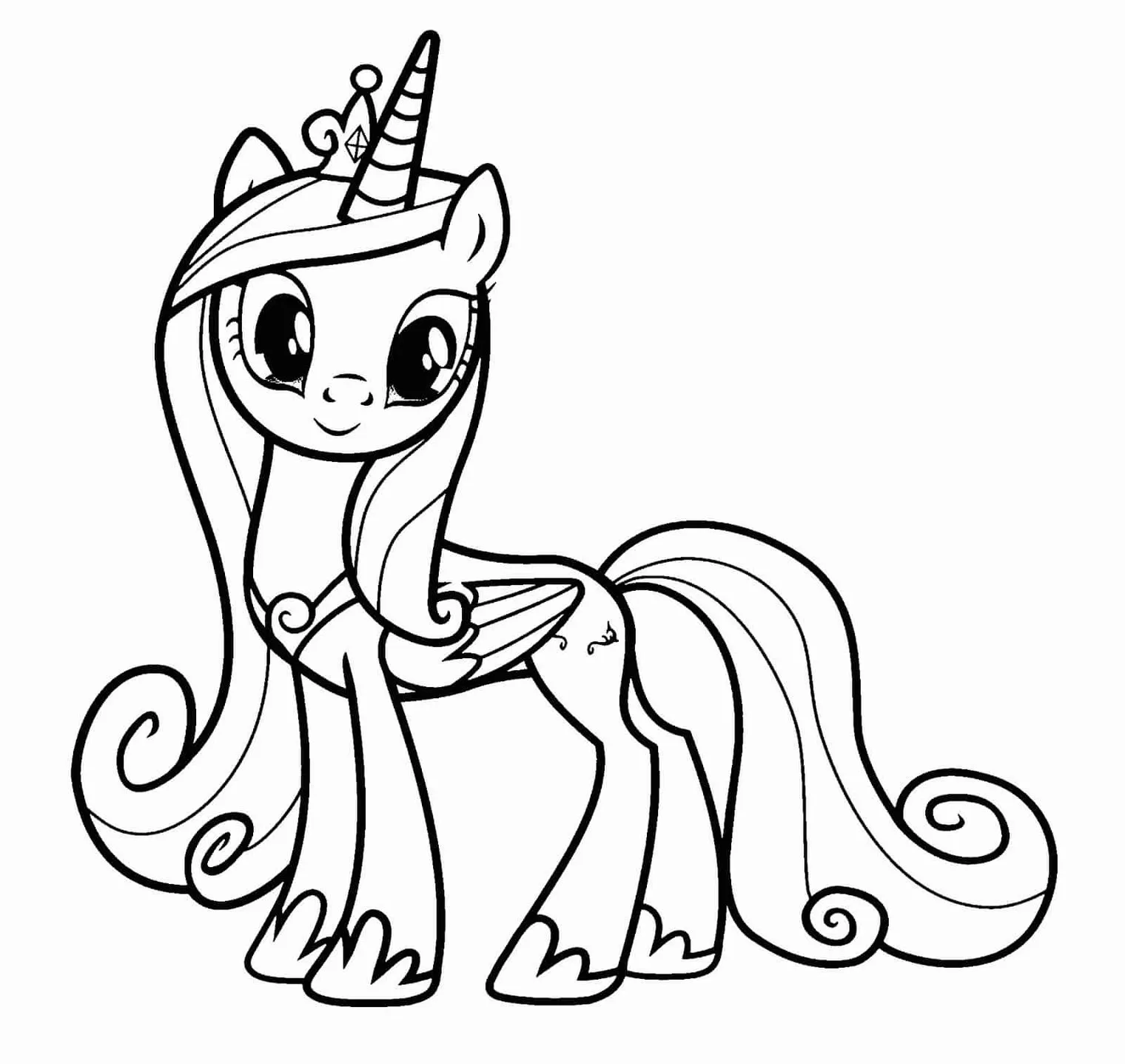 Desenho de Meu Pequeno Pônei com Coroa para colorir e atividades criativas